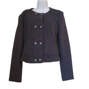 Cabi S Wool Gray 184 Double Breasted Cropped Jacket Military Academia MY FAIR‎